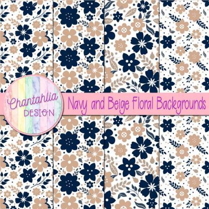 Free navy and beige floral backgrounds