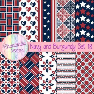Free navy and burgundy digital papers set 18