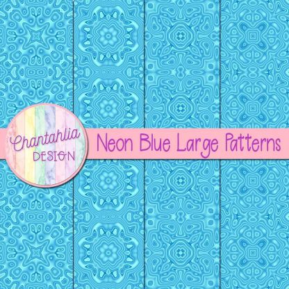 Free neon blue large patterns digital papers