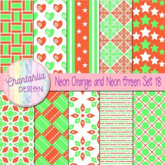 Free neon orange and neon green digital papers set 18