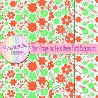 Free neon orange and neon green floral backgrounds