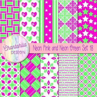 Free neon pink and neon green digital papers set 18