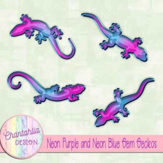 Free neon purple and neon blue gem geckos