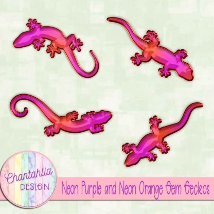 Free neon purple and neon orange gem geckos