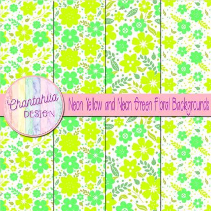 Free neon yellow and neon green floral backgrounds