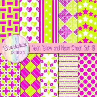 Free neon yellow and neon pink digital papers set 18