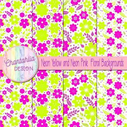 Free neon yellow and neon pink floral backgrounds