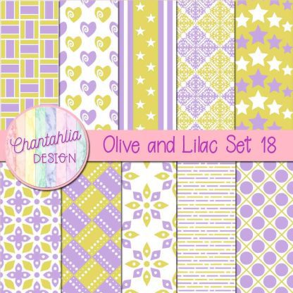 Free olive and lilac digital papers set 18