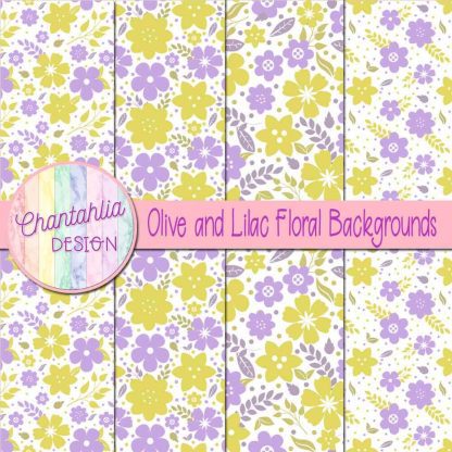 Free olive and lilac floral backgrounds