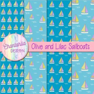 Free olive and lilac sailboats digital papers