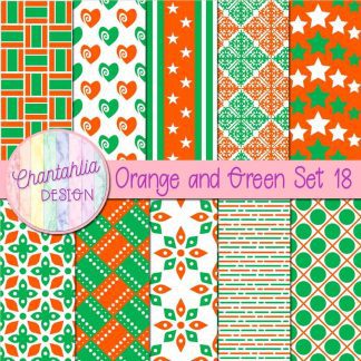 Free orange and green digital papers set 18