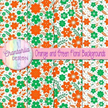 Free orange and green floral backgrounds