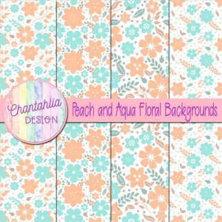 Free peach and aqua floral backgrounds