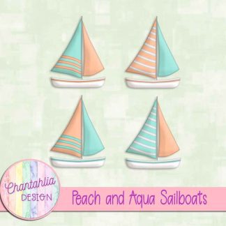 Free peach and aqua sailboats