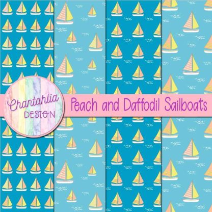 Free peach and daffodil sailboats digital papers