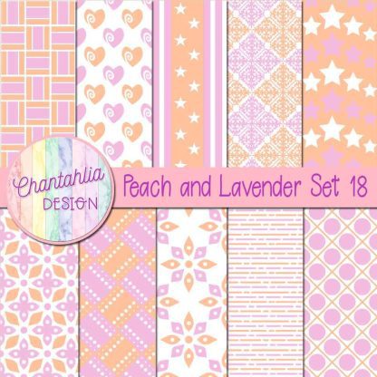 Free peach and lavender digital papers set 18