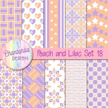 Free peach and lilac digital papers set 18