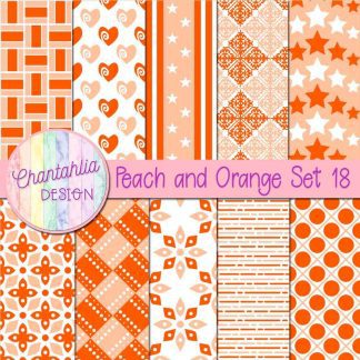 Free peach and orange digital papers set 18