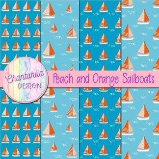Free peach and orange sailboats digital papers
