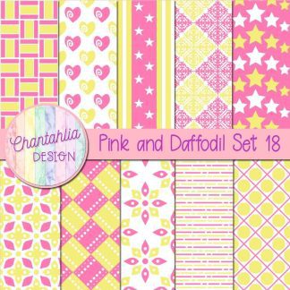 Free pink and daffodil digital papers set 18