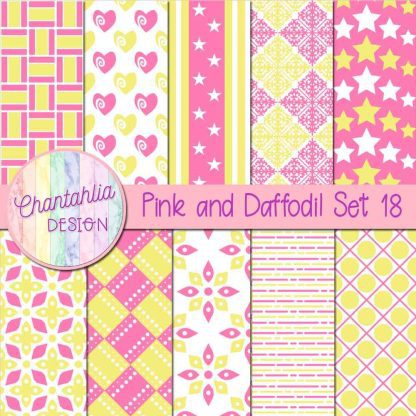 Free pink and daffodil digital papers set 18