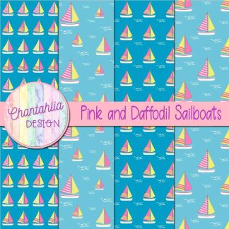 Free pink and daffodil sailboats digital papers