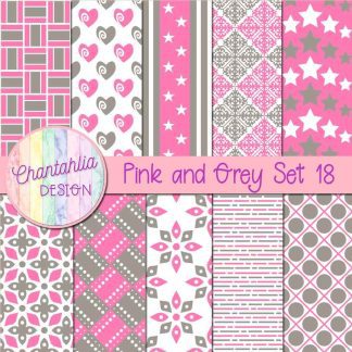 Free pink and grey digital papers set 18
