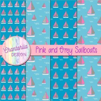 Free pink and grey sailboats digital papers