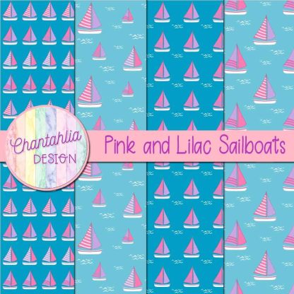 Free pink and lilac sailboats digital papers