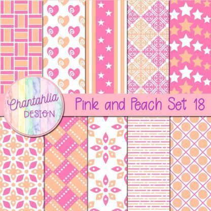 Free pink and peach digital papers set 18