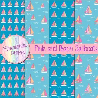 Free pink and peach sailboats digital papers