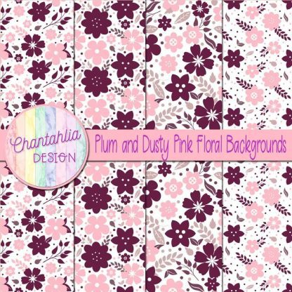 Free plum and dusty pink floral backgrounds