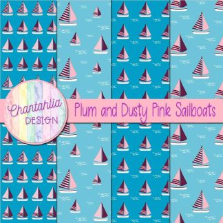 Free plum and dusty pink sailboats digital papers