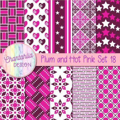 Free plum and hot pink digital papers set 18