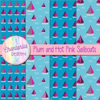 Free plum and hot pink sailboats digital papers