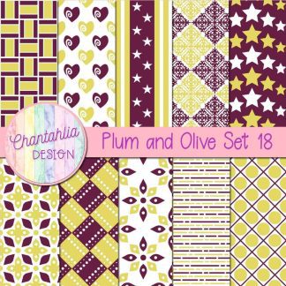 Free plum and olive digital papers set 18