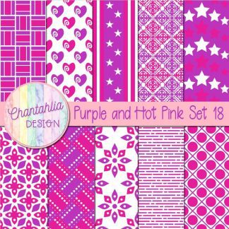 Free purple and hot pink digital papers set 18