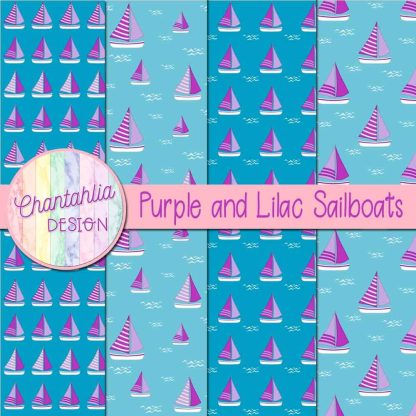 Free purple and lilac sailboats digital papers