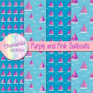 Free purple and pink sailboats digital papers