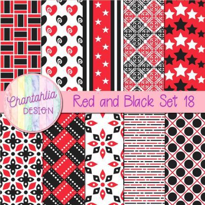 Free red and black digital papers set 18