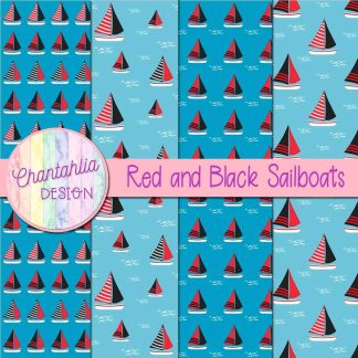 Free red and black sailboats digital papers