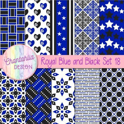 Free royal blue and black digital papers set 18