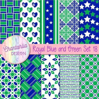 Free royal blue and green digital papers set 18