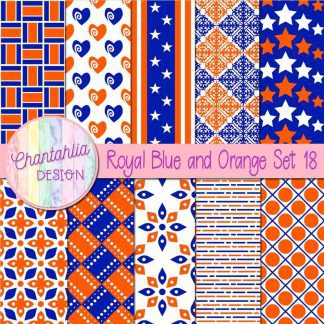 Free royal blue and orange digital papers set 18