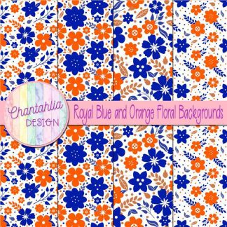 Free royal blue and orange floral backgrounds