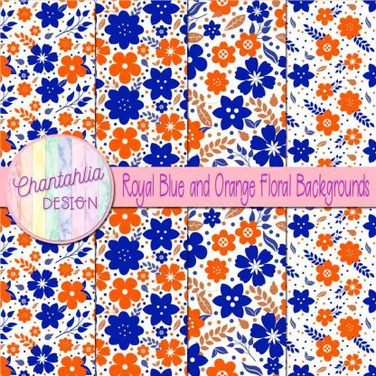 Free royal blue and orange floral backgrounds