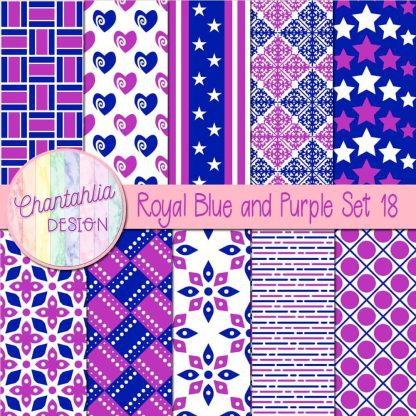 Free royal blue and purple digital papers set 18