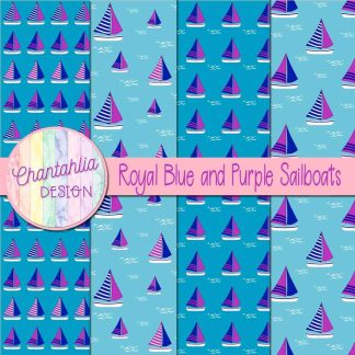 Free royal blue and purple sailboats digital papers