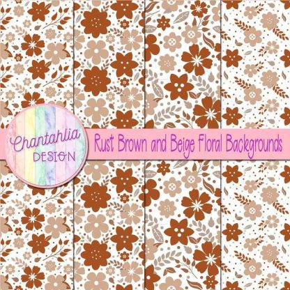 Free rust brown and beige floral backgrounds