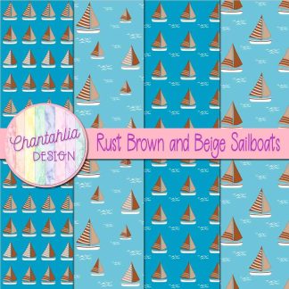 Free rust brown and beige sailboats digital papers